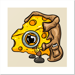 Detective Cheese Cartoon Illustration Posters and Art